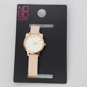 No Boundaries Watch Women‎ 32MM Cream Dial Cream Plastic Band Straps New Battery